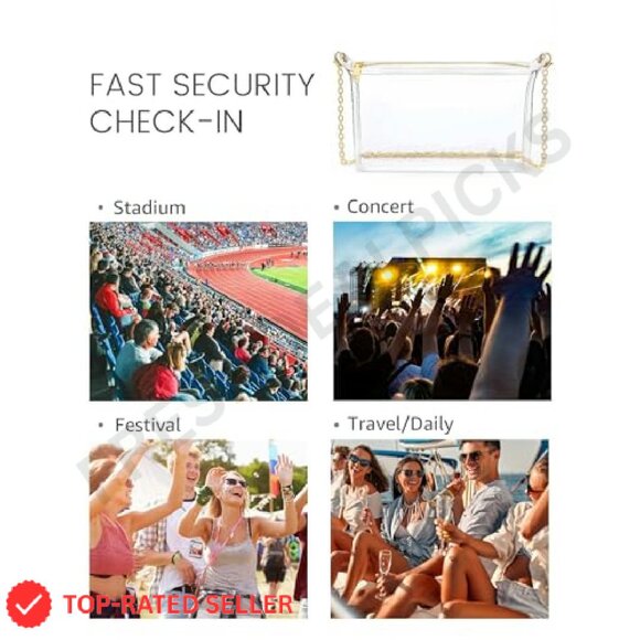 Clear Stadium Crossbody Purse Transparent PVC Handbag Chic Minimal Concert - Picture 7 of 8